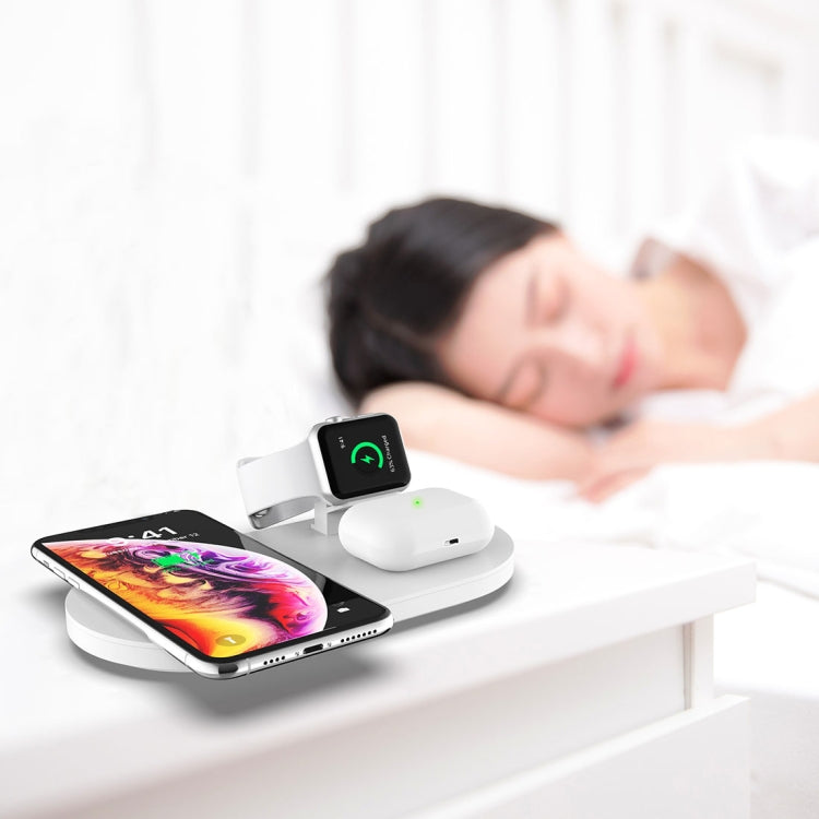 A04 3 in 1 Multi-function Qi Standard Wireless Charger for Mobile Phones & iWatch & AirPods (White) - Wireless Charger by buy2fix | Online Shopping UK | buy2fix
