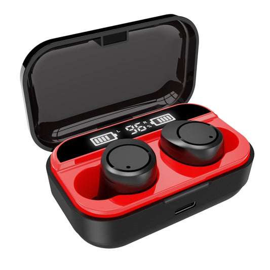 X5 TWS Bluetooth V5.0 Wireless Stereo Headset with Charging Case and Digital Display, Support Intelligent Pairing(Black Red) by buy2fix