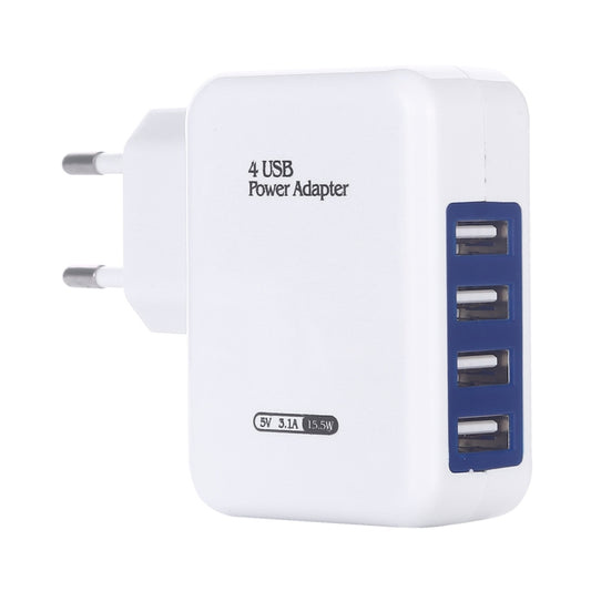 HT-CD03 15.5W 5V 3.1A 4-Port USB Wall Charger Travel Charger, EU Plug (White) by buy2fix