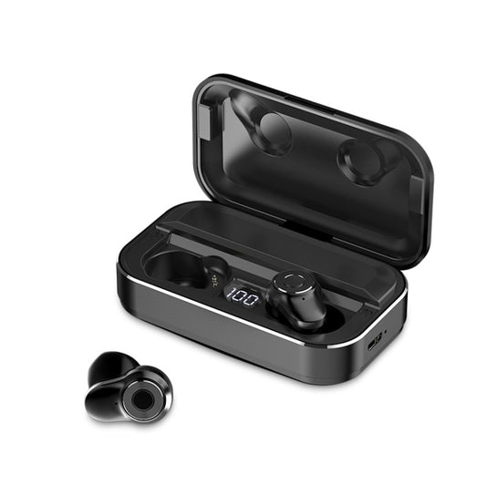 A6 TWS Bluetooth 5.0 Touch Wireless Bluetooth Earphone with Charging Box & LED Smart Digital Display, Support Voice Assistant & Memory Connection & HD Call(Black) by buy2fix