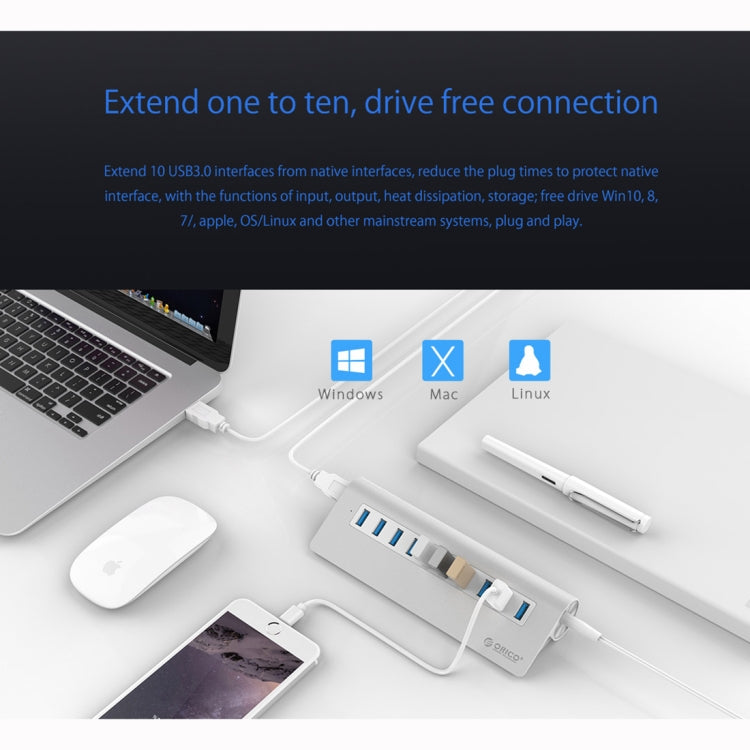 ORICO M3H10-U3-V2 Aluminum Alloy 10 USB 3.0 Ports HUB by ORICO