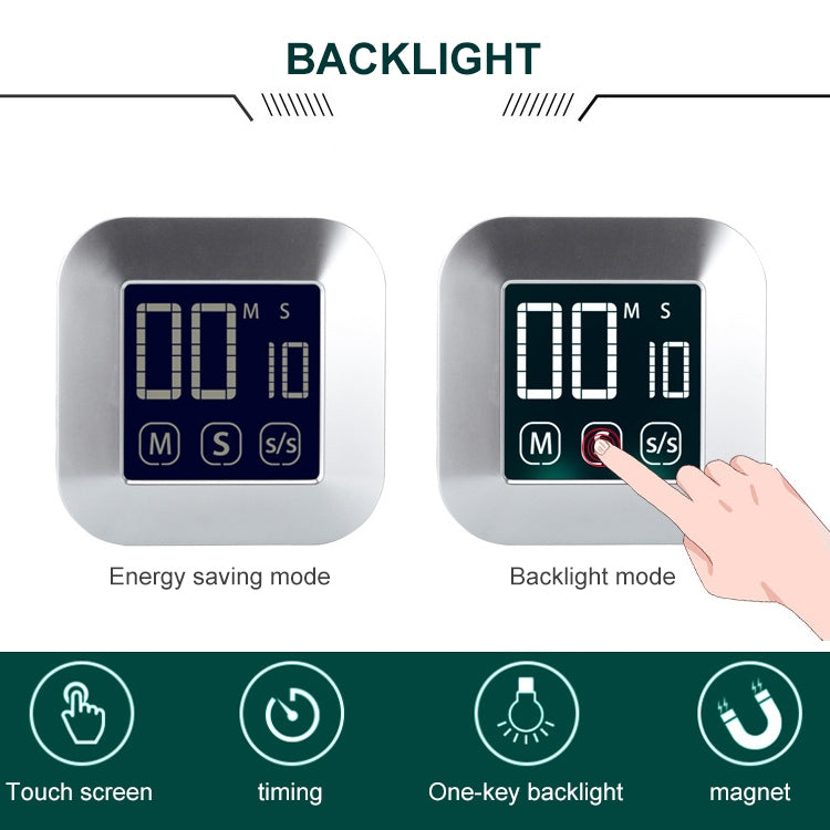 TS-83 Touch Timer Alarm Clock Kitchen Food LCD Large Screen Countdown Electronic Reminder - Digital Countdown by buy2fix | Online Shopping UK | buy2fix