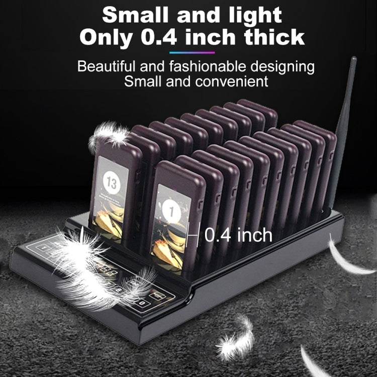 QC100 999 Channel Restaurant Wireless Paging Queuing Calling System with 20 Call Coaster Pagers, EU Plug - Alarm System by buy2fix | Online Shopping UK | buy2fix