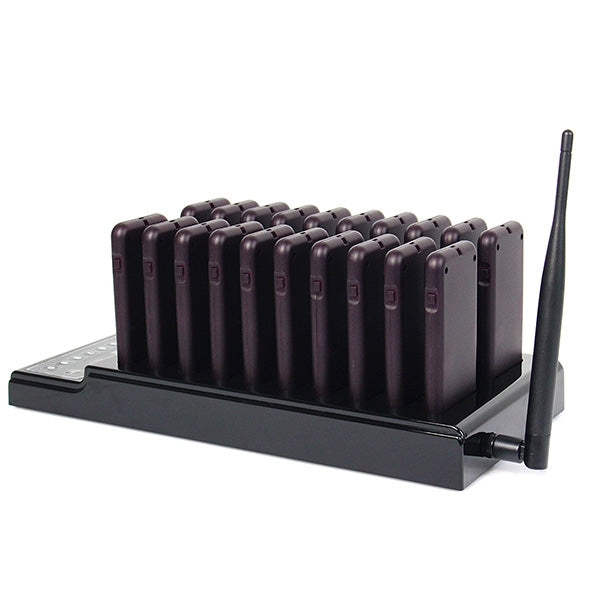 QC100 999 Channel Restaurant Wireless Paging Queuing Calling System with 20 Call Coaster Pagers, EU Plug - Alarm System by buy2fix | Online Shopping UK | buy2fix