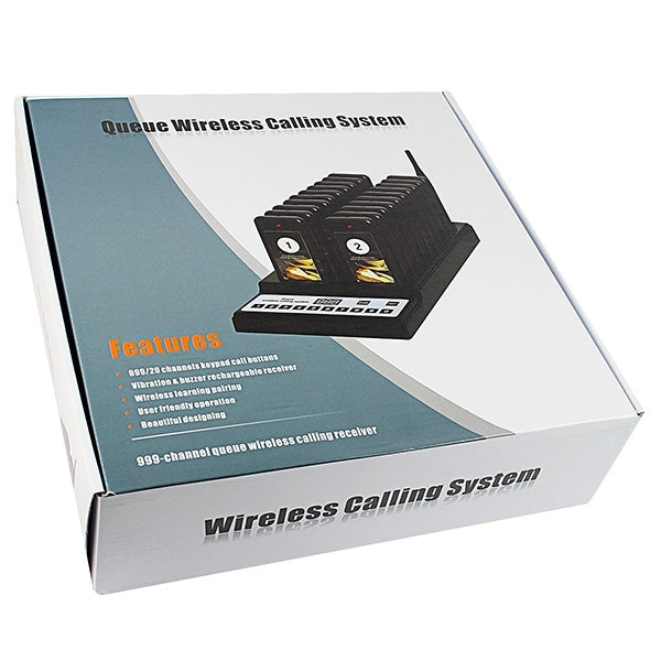 QC100 999 Channel Restaurant Wireless Paging Queuing Calling System with 20 Call Coaster Pagers, EU Plug - Alarm System by buy2fix | Online Shopping UK | buy2fix