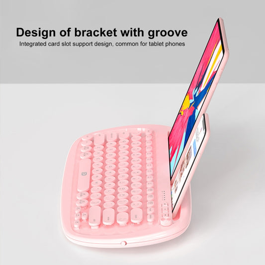 FOETOR K520t Mini Three Modes Wireless Bluetooth Keyboard(Pink) by FOETOR