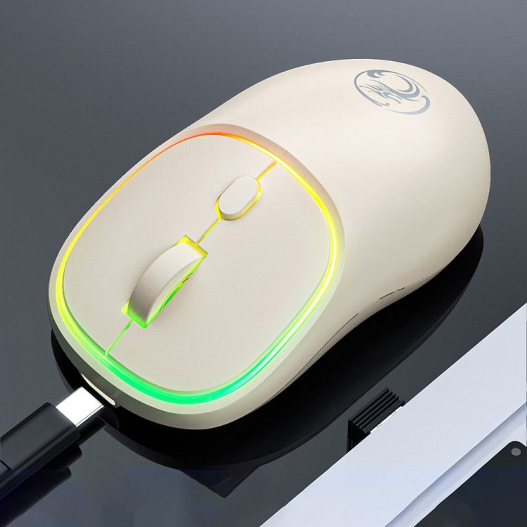 iMICE W-618 Rechargeable 4 Buttons 1600 DPI 2.4GHz Bluetooth Silent Wireless Mouse for Computer PC Laptop (Milk Tea) - Wireless Mice by iMICE | Online Shopping UK | buy2fix