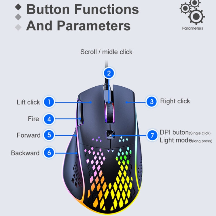 iMICE T97 Gaming Mouse RGB LED Light USB 7 Buttons 7200 DPI Wired Gaming Mouse (Black) by iMICE
