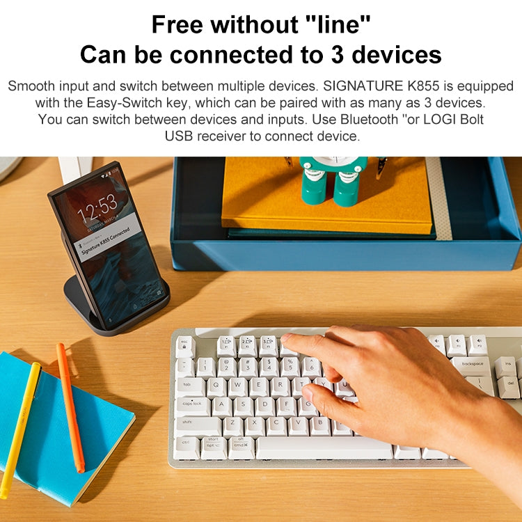 Logitech K855 Wireless Bluetooth Dual Mode Silent Mechanical Keyboard (Black) by Logitech