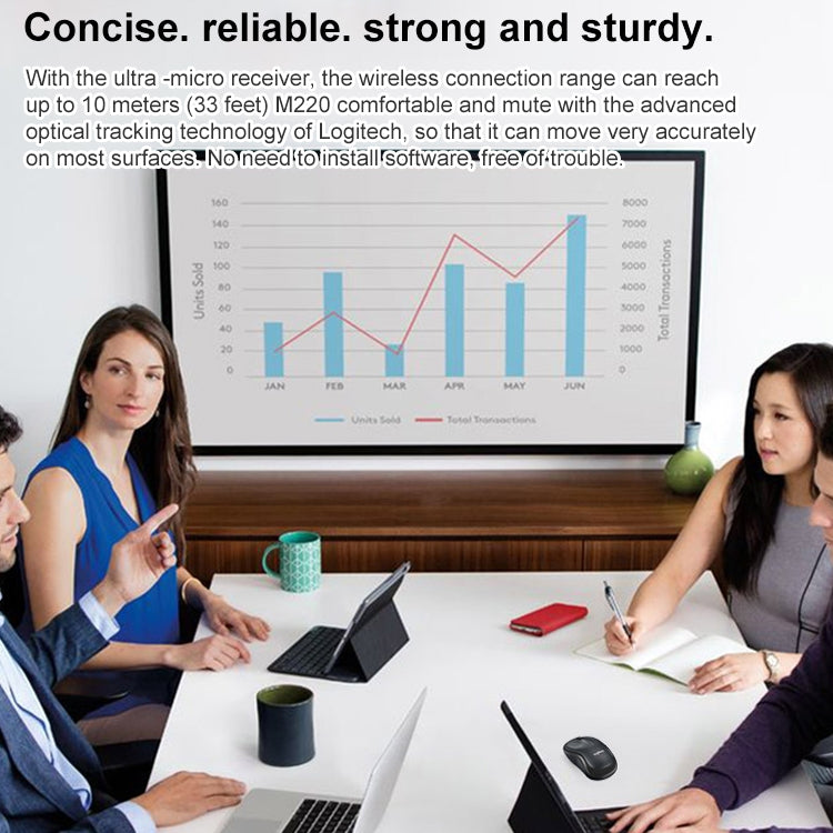 Logitech M220 1200DPI 2.4GHz Ergonomic Wireless Mouse (Blue) by Logitech