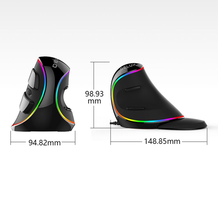 DELUX M618 Plus RGB Wired Optical Mouse Ergonomic Vertical Mouse 4000DPI by DELUX