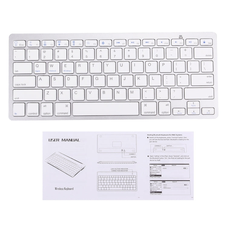 BK-3001 Bluetooth Wireless 78 Keys Ultrathin Keyboard for Windows / iPad / iPhone(Silver) - by buy2fix | Online Shopping UK | buy2fix