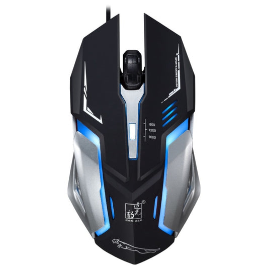 Chasing Leopard K1 USB 1600DPI Three-speed Adjustable LED Backlight Mute Wired Optical Gaming Mouse, Length: 1.3m(Black) by Chasing Leopard