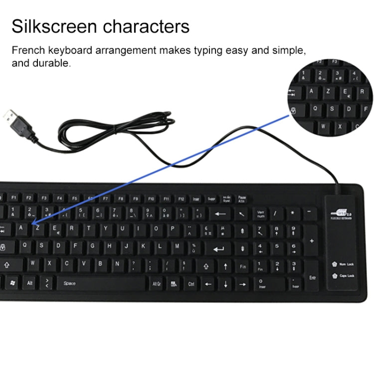 103 Key French USB Wired Silicone Waterproof Keyboard Desktop Notebook Keyboard, Cable Length: 1.5m - Wired Keyboard by buy2fix | Online Shopping UK | buy2fix