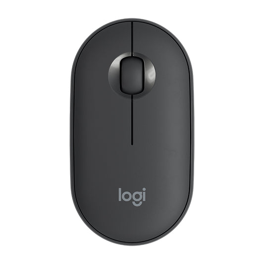 Logitech Pebble Cobblestone Shape Thin 3-keys 1000DPI Mute Wireless Bluetooth Optical Mouse, Wireless Range: 10m (Black) by Logitech