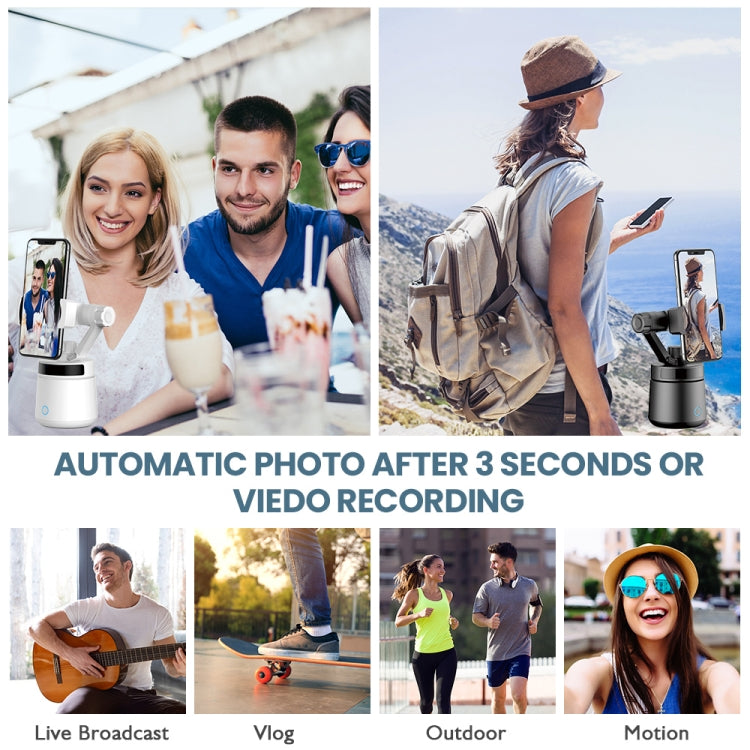 GK01 360 Degree Rotation Intelligent Tracking Pan Tilt Following Shot Tripod Head Holder (White) by buy2fix