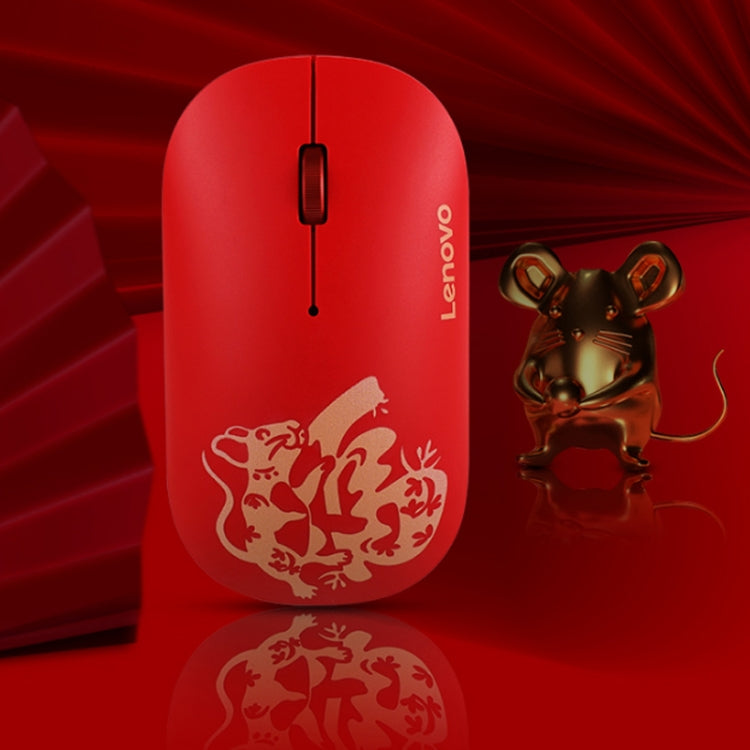 Lenovo Air Handle Lightweight Portable Mute Wireless Mouse, Blessing Mouse Version (Red) by Lenovo