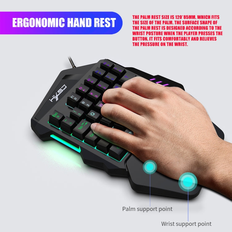HXSJ V100 Universal One-hand 35-Keys Mechanical Blue Axis Seven-color Backlight Wired Gaming Keyboard, Length: 1.6m by HXSJ