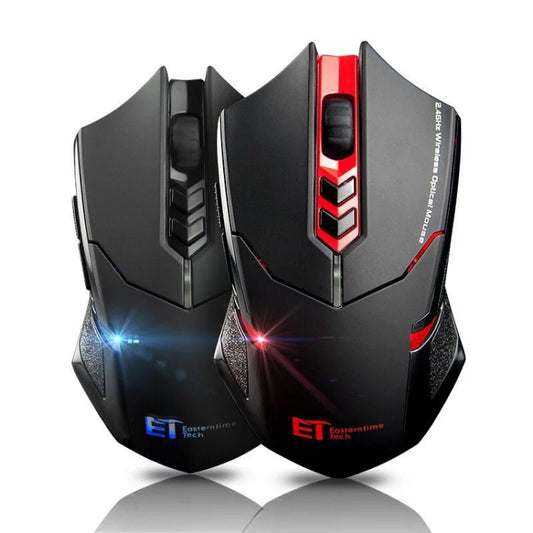 ET X-08 7-keys 2400DPI 2.4G Wireless Mute Gaming Mouse with USB Receiver & Colorful Backlight (Red) - Wireless Mice by buy2fix | Online Shopping UK | buy2fix