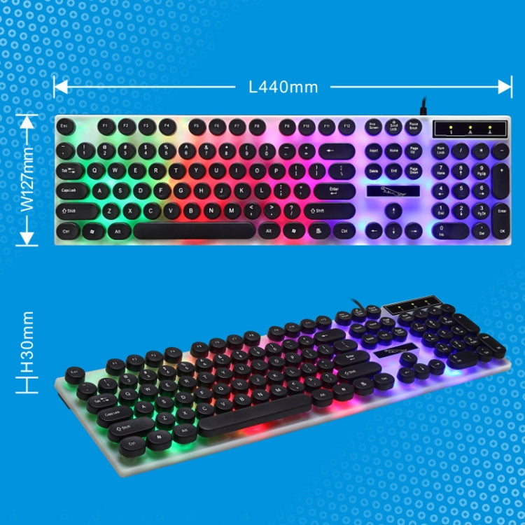 Chasing Leopard G21 USB 104-keys Waterproof Floating Round Punk Keycap Colorful Backlight Mechanical Feel Wired Keyboard, Length: 1.3m(White) by buy2fix