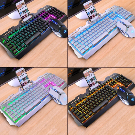 YINDIAO V2 Mechanical Feel Gaming Keyboard Mouse Set (Black Orange Yellow Light) by YINDIAO