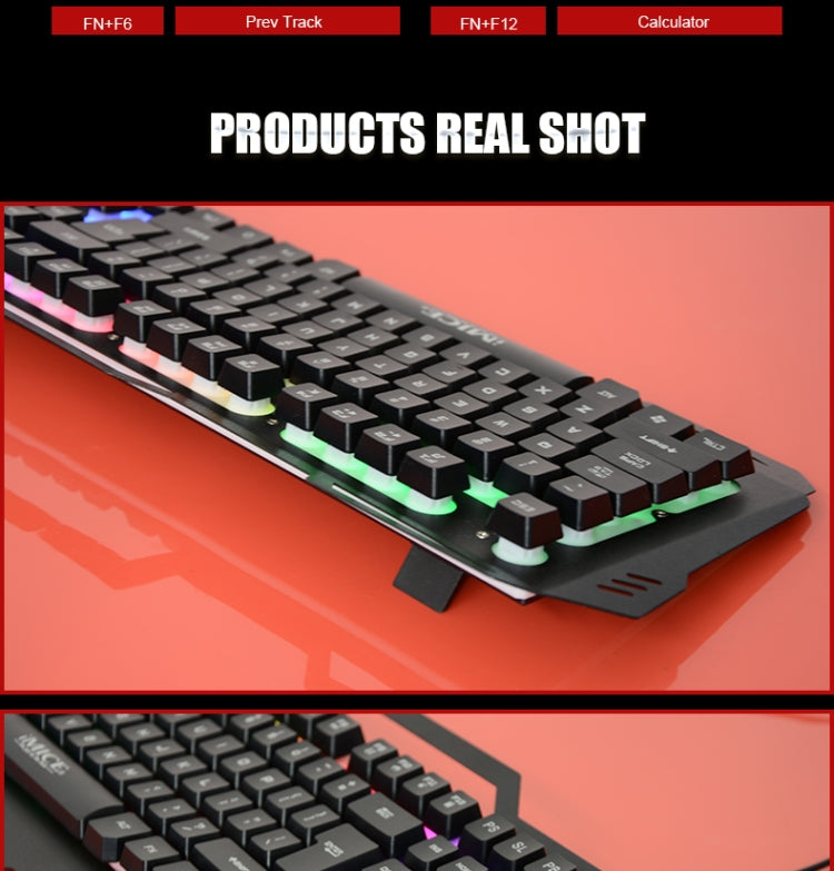 iMICE AK-400 USB Interface 104 Keys Wired Colorful Backlight Gaming Keyboard for Computer PC Laptop(Black) by iMICE