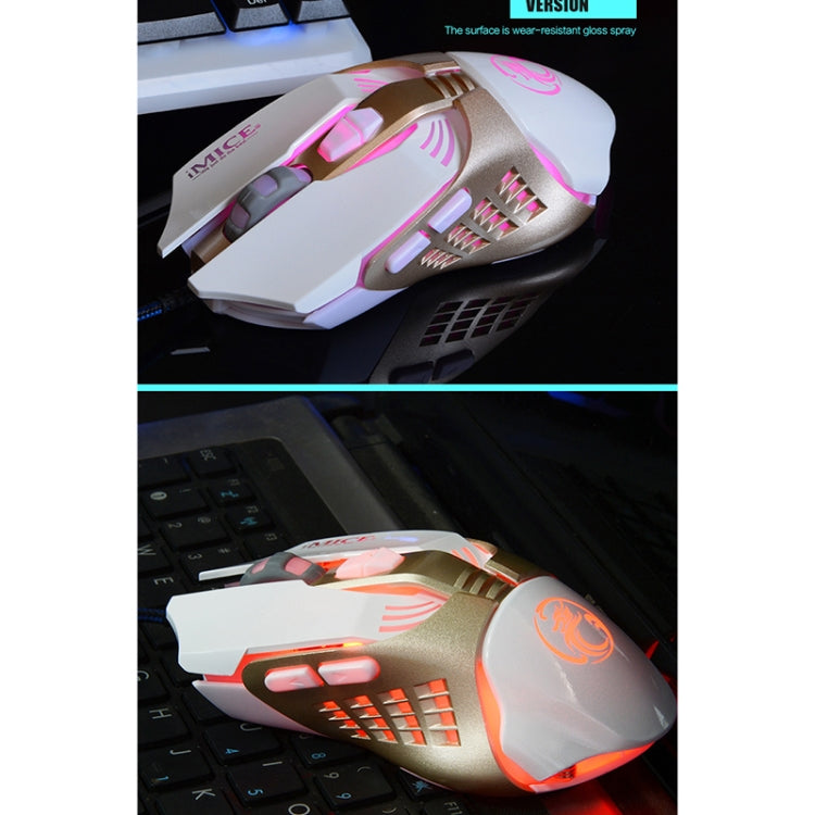 iMICE V5 USB 7 Buttons 4000 DPI Wired Optical Colorful Backlight Gaming Mouse for Computer PC Laptop (White) by iMICE