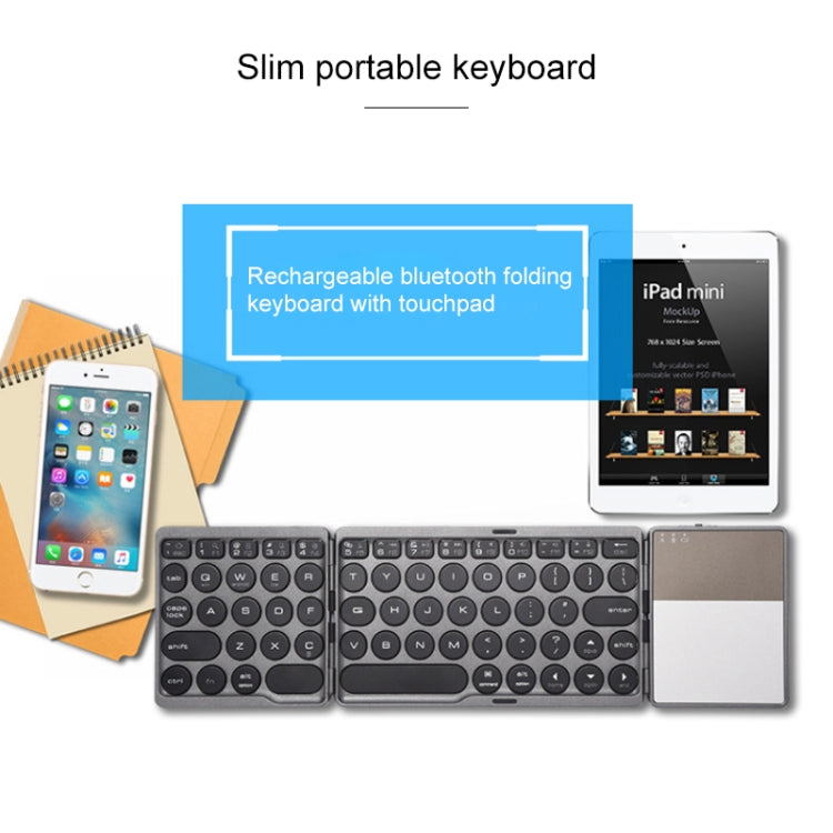 GK408 Three-fold Rechargeable Wireless Bluetooth Keyboard with Touchpad, Support Android / IOS / Windows (Silver) by buy2fix