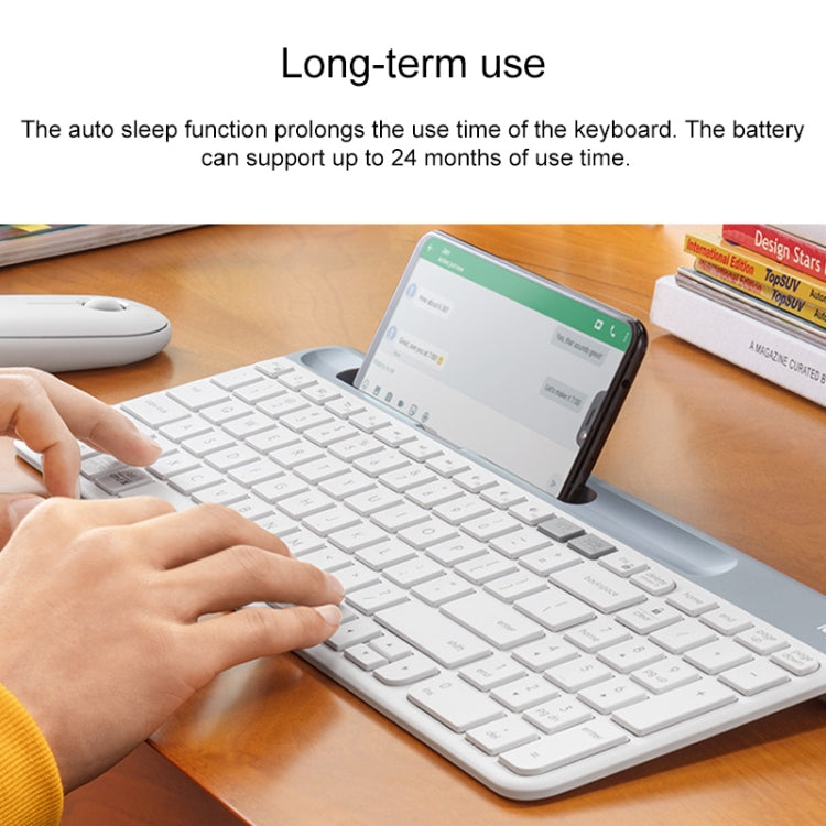 Logitech K580 Dual Modes Thin and Light Multi-device Wireless Keyboard with Phone Holder (White) - Wireless Keyboard by Logitech | Online Shopping UK | buy2fix