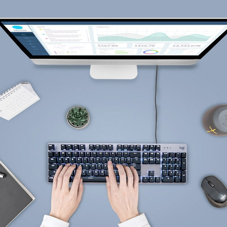 Logitech K845 CHERRY Blue Axis Backlit Mechanical Wired Keyboard, Cable Length: 1.8m by Logitech