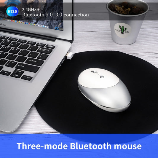 HXSJ T36 2.4G Bluetooth 5.0+3.0 Three-mode Silent Design Wireless Bluetooth Mouse (Silver) by HXSJ