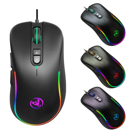 HXSJ J300 7 Keys RGB Lighting Programmable Gaming Wired Mouse(Black) by HXSJ