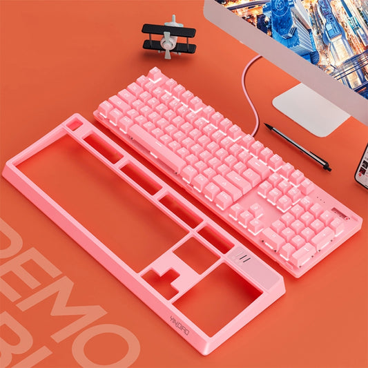 YINDIAO K300 USB Detachable Panel Mechanical Lighting Blue Shaft Gaming Wired Keyboard (Pink) by YINDIAO