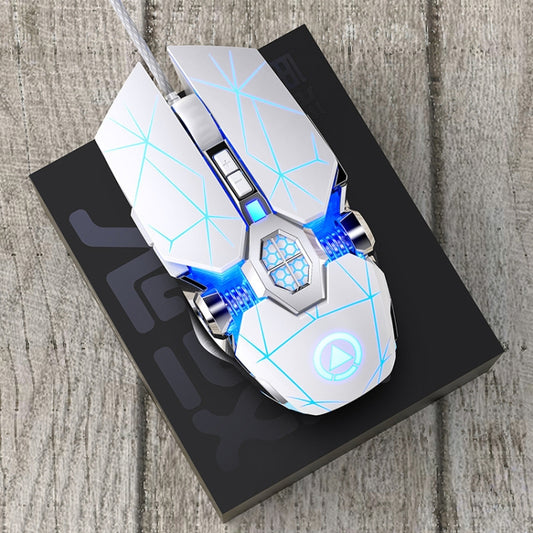 YINDIAO 3200DPI 4-modes Adjustable 7-keys RGB Light Wired Gaming Mechanical Mouse, Style: Audio Version (White) by YINDIAO