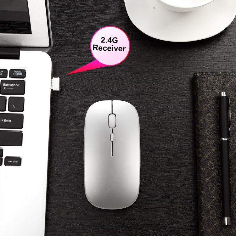 HXSJ M90 2.4GHz Ultrathin Mute Rechargeable Dual Mode Wireless Bluetooth Notebook PC Mouse(Black) - Wireless Mice by HXSJ | Online Shopping UK | buy2fix