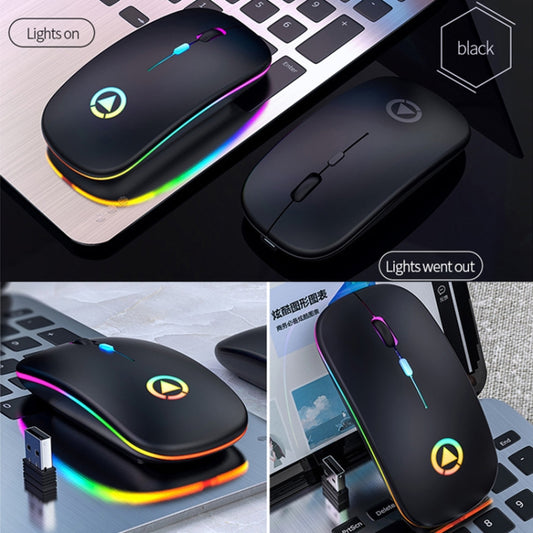 YINDIAO A2 2.4GHz 1600DPI 3-modes Adjustable RGB Light Rechargeable Wireless Silent Mouse (Black) by YINDIAO