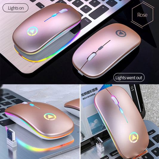 YINDIAO A2 2.4GHz 1600DPI 3-modes Adjustable RGB Light Rechargeable Wireless Silent Mouse (Rose Gold) by YINDIAO