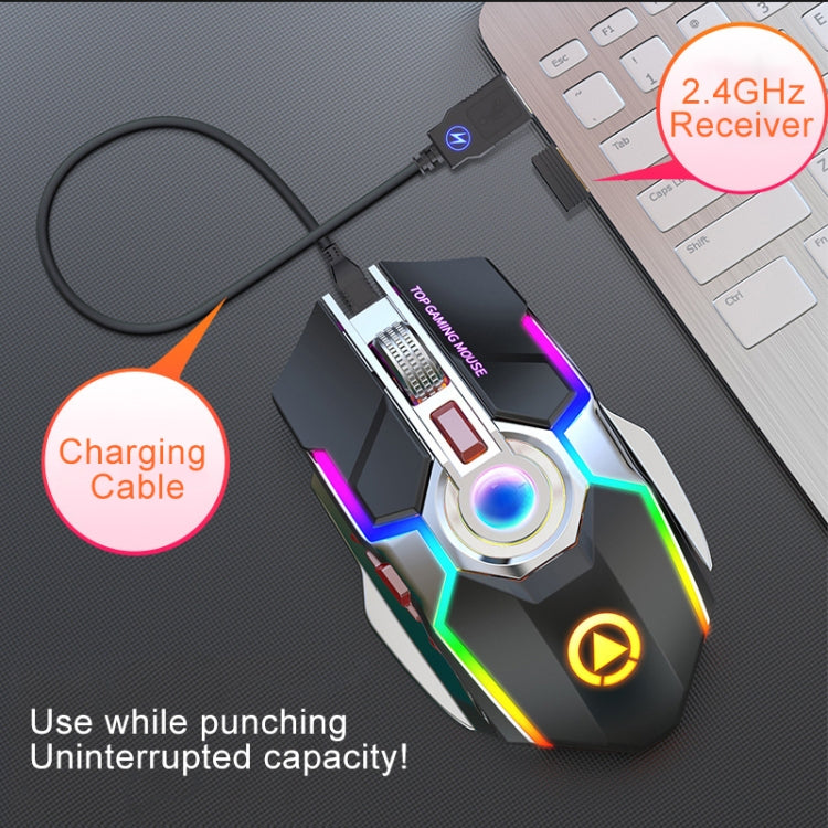 YINDIAO A5 2.4GHz 1600DPI 3-modes Adjustable Rechargeable RGB Light Wireless Silent Gaming Mouse (Grey) by YINDIAO