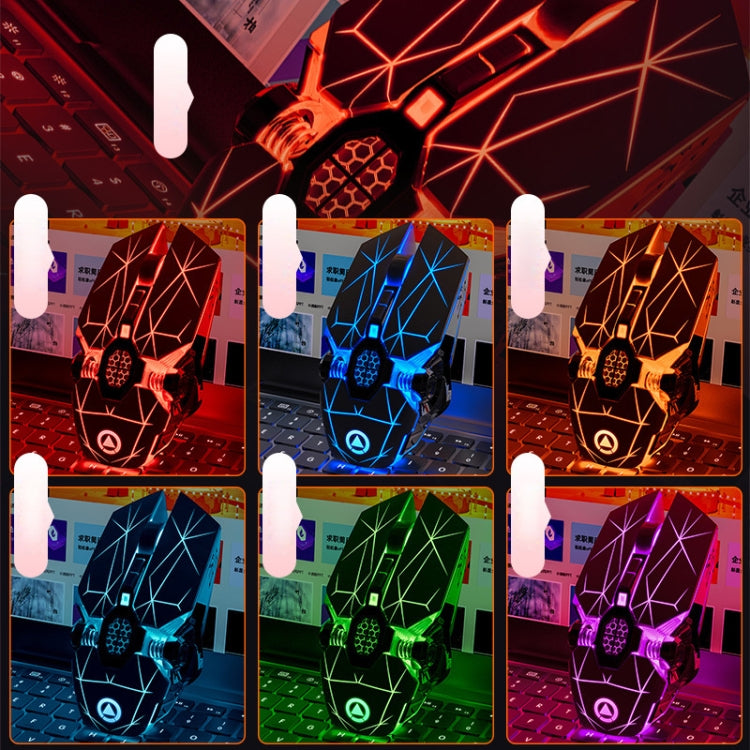 YINDIAO A7 2.4GHz 1600DPI 3-modes Adjustable 7-keys Rechargeable RGB Light Wireless Silent Gaming Mouse (Black) by YINDIAO