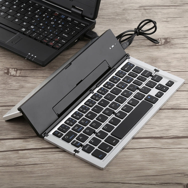GK608 Ultra-thin Foldable Bluetooth V3.0 Keyboard, Built-in Holder, Support Android / iOS / Windows System (Grey) by buy2fix