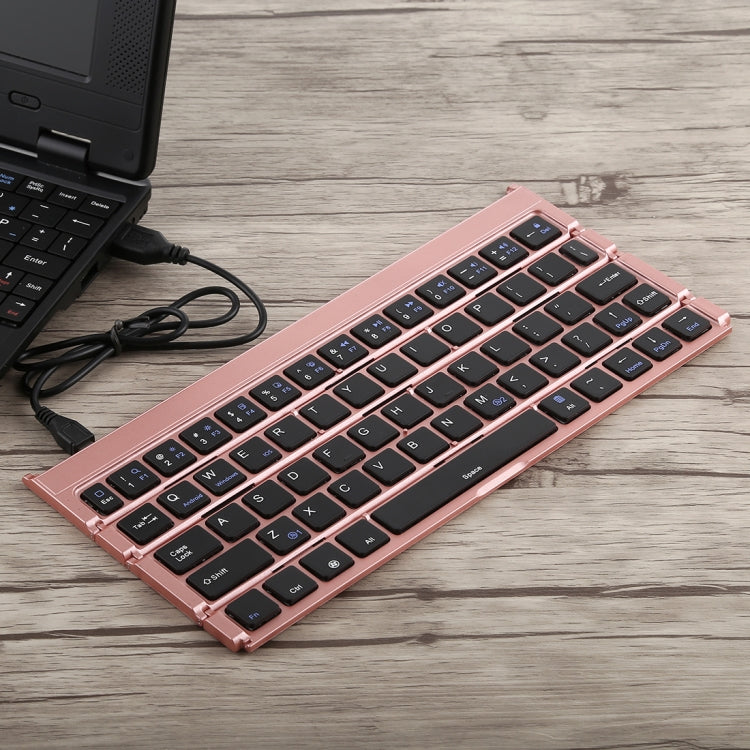 GK808 Ultra-thin Foldable Bluetooth V3.0 Keyboard, Built-in Holder, Support Android / iOS / Windows System(Rose Gold) by buy2fix