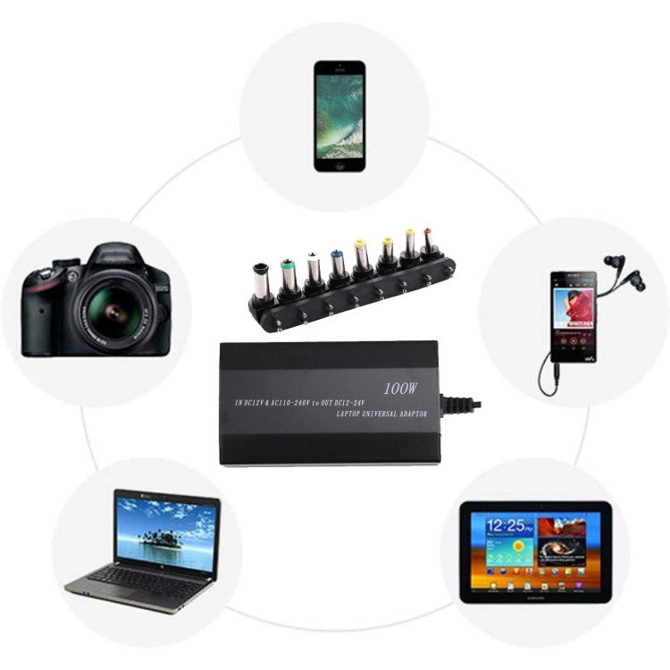 Laptop Notebook Power 100W Universal Charger with Car Charger & AC Power Adapter & 8 Power Adapters & 1 USB Port for Samsung, Sony, Asus, Acer, IBM, HP, DELL, AU Plug by buy2fix