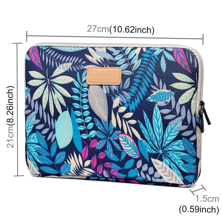 Lisen 10 inch Sleeve Case Colorful Leaves Zipper Briefcase Carrying Bag for iPad Air 2, iPad Air, iPad 4, iPad New, Galaxy Tab A 10.1, Lenovo Yoga 10.1 inch, Microsoft Surface Pro 10.6, 10 inch and Below Laptops / Tablets(Blue) - by buy2fix | Online Shopping UK | buy2fix