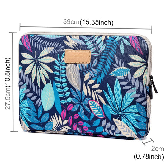 Sleeve Case Colorful Leaves Zipper Briefcase Carrying Bag for Macbook, Samsung, Lenovo, Sony, DELL Alienware, CHUWI, ASUS, HP, 15.6 inch and Below Laptops(Blue) by buy2fix