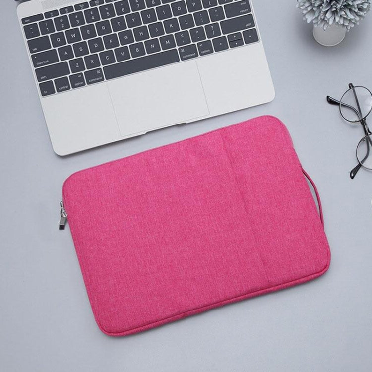 15.4 inch Universal Fashion Soft Laptop Denim Bags Portable Zipper Notebook Laptop Case Pouch for MacBook Air / Pro, Lenovo and other Laptops, Size: 39.2x28.5x2cm (Magenta) - by buy2fix | Online Shopping UK | buy2fix