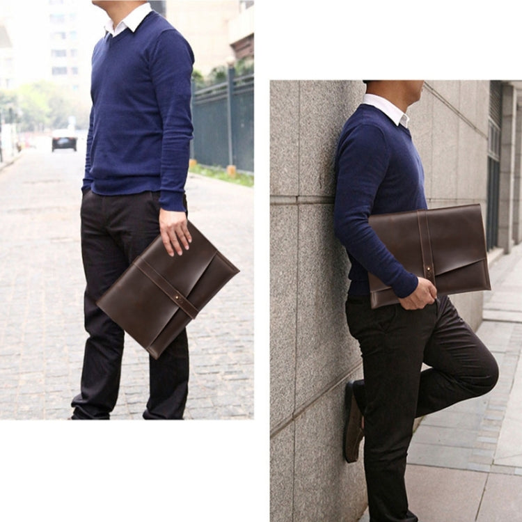 Universal Genuine Leather Business Power Adapter Laptop Tablet Bag with Cable Winder, For 11.6 inch and Below Macbook, Samsung, Lenovo, Sony, DELL Alienware, CHUWI, ASUS, HP (Coffee) by buy2fix