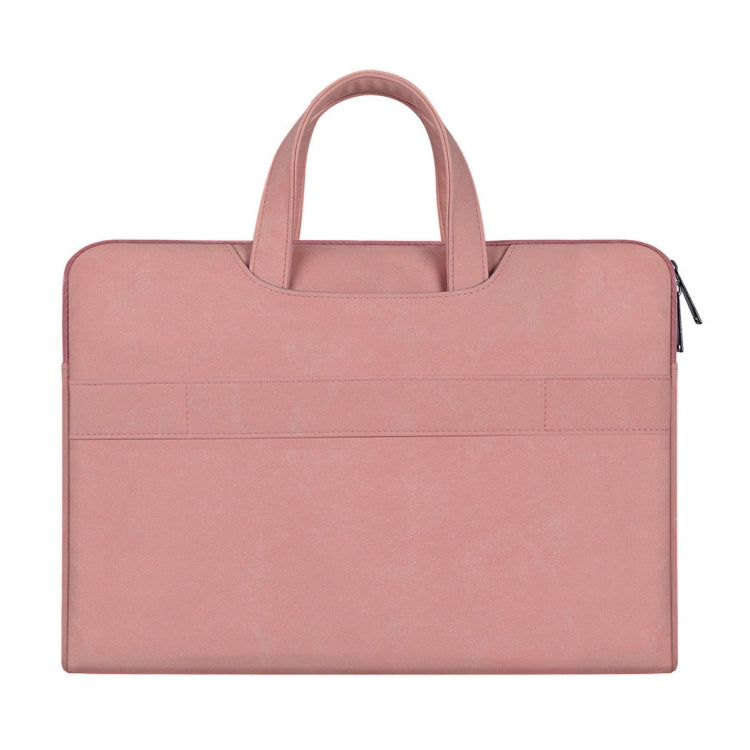 ST06 Waterproof PU Leather Zipper Hidden Portable Strap One-shoulder Handbag for 14.1 inch Laptops, with Suitcase Belt (Pink) - 14.1 inch by buy2fix | Online Shopping UK | buy2fix