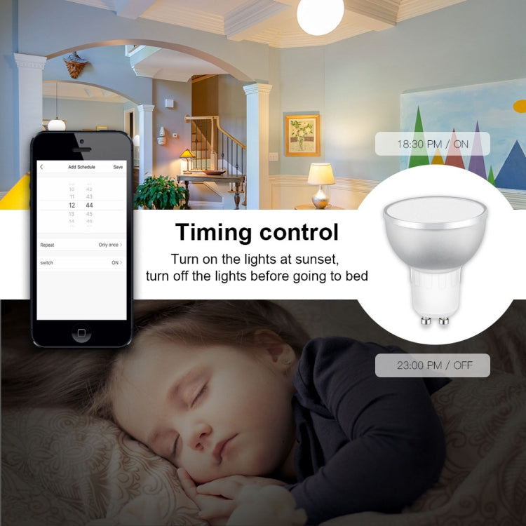 GU10 5W RGB Dimming WIFI Smart LED Light Bulb Energy Saving Light (Colorful Light) by buy2fix