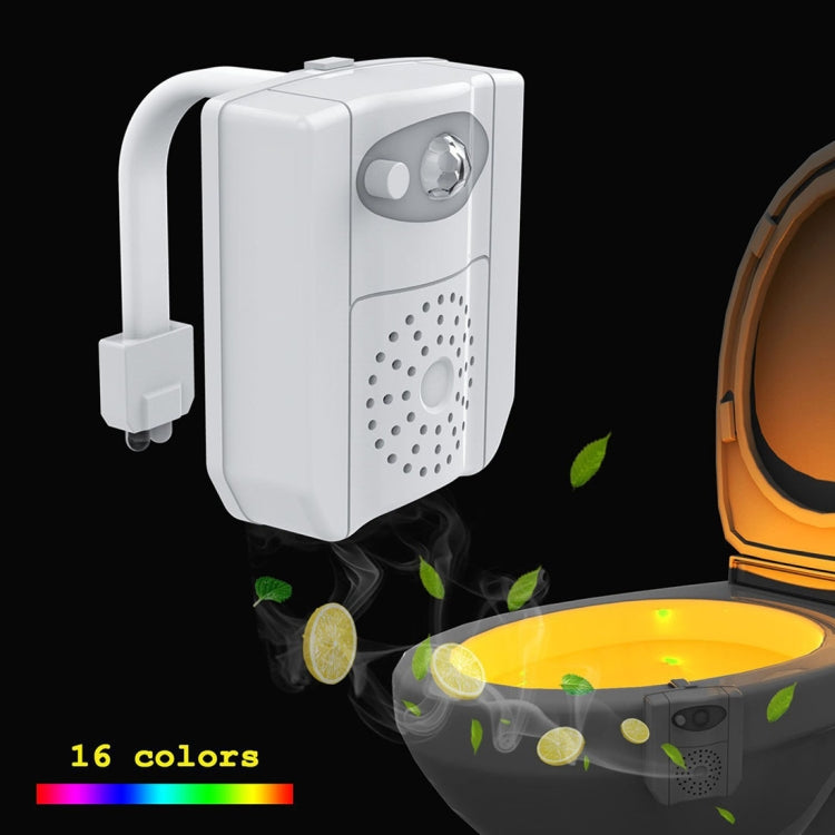16-colors PIR Motion Sensor + Light Sensor UV Sterilization Aromatherapy LED Light, Home Toilet Bathroom Seat Night Light, DC 5V by buy2fix