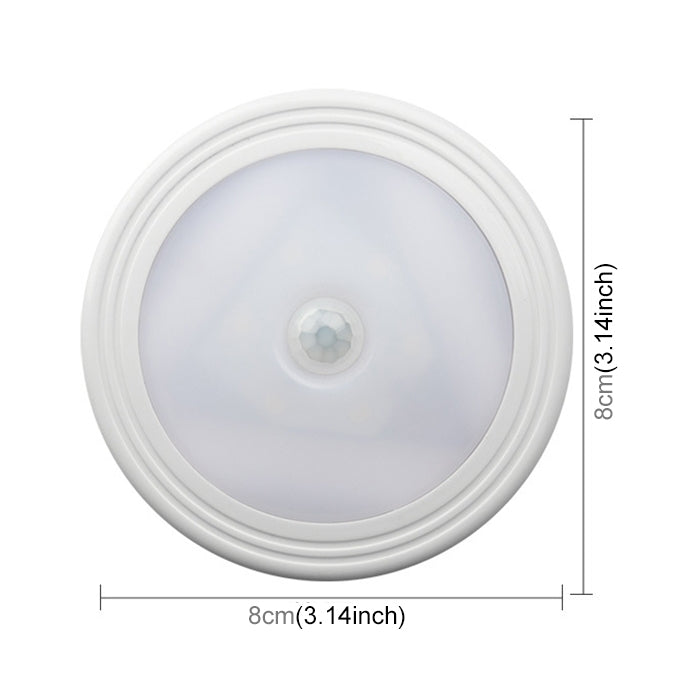 0.3W White Light Round Shape LED PIR Sensor Light , 6 LEDs 30 LM SMD-3528 for Cabinets - Sensor LED Lights by buy2fix | Online Shopping UK | buy2fix